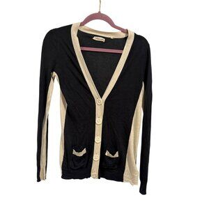 Martin + Osa Blue White V-Neck Cardigan Modal Silk Cashmere Blend Size XS